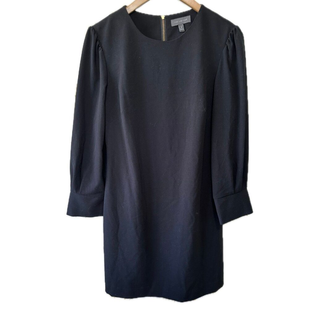The Limited Women's Black Crepe Long Sleeve Back Shift Shift Mini Dress 10